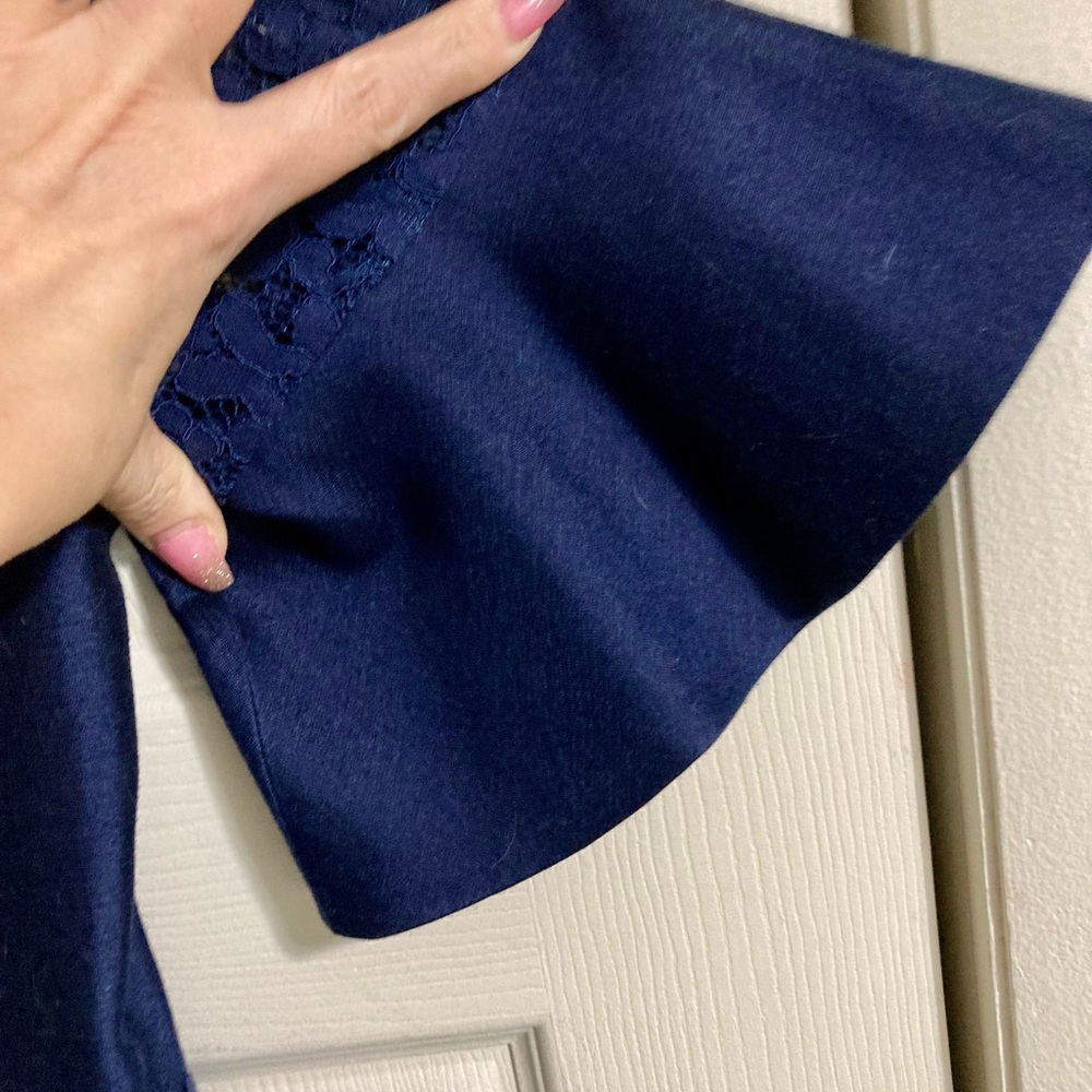 Draper James Navy Lace Inset Flutter Sleeve Dress - image 7